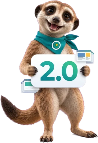 Ozee, maskot OAZEE, s tabuľkou 2.0